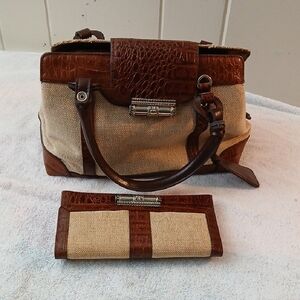 Sophisticated Brown and Tan Leather Satchel